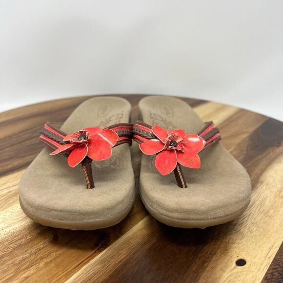 Aetrex Women’s Size 9 Selena Coral Flower Flip Flop Thong SE308W - Picture 2 of 10